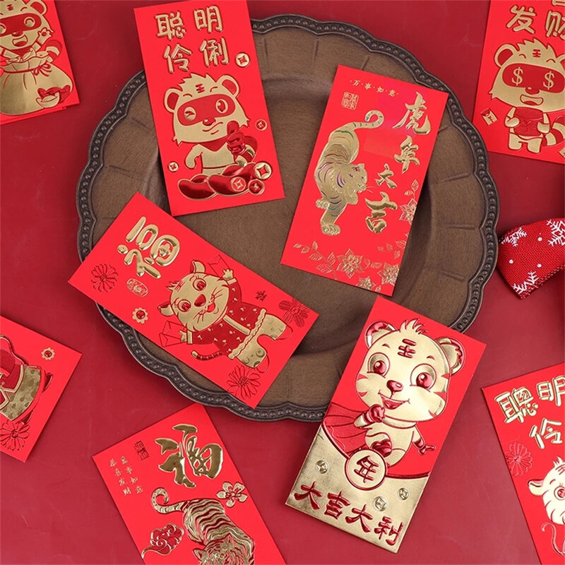 2022 Year of the Tiger New Year Spring Festival Birthday Creative Hongbao Marry Red Gift Envelope Chinese Red Envelope