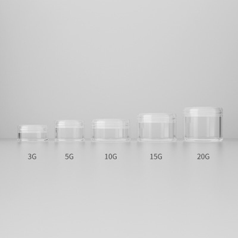 3g/5g/10g/15g/20g plastica trasparente vuoto trucco vaso vaso bottiglie campione riutilizzabili viaggio crema viso lozione contenitore cosmetico