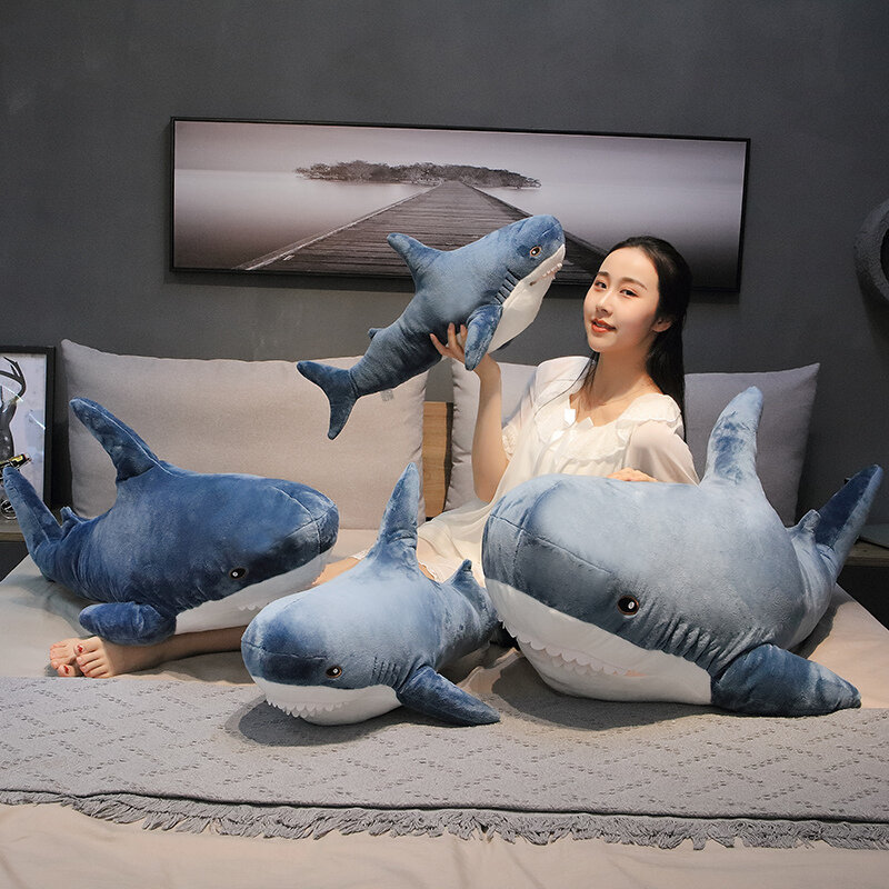 60/80/100/140CM Big Size Toy Plush Shark Stuffed Animals Cute Sleeping Pillow Soft Toys Cushion Shark Stuffed Gift For Children