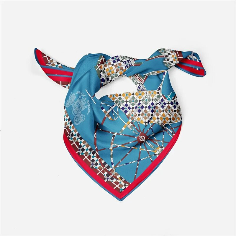 Foulard carré imprimé LatejWheel pour femme, écharpe design, bandana, bandeau de sauna de luxe, hijab de la présidence, marque de mode, 53cm, 2023