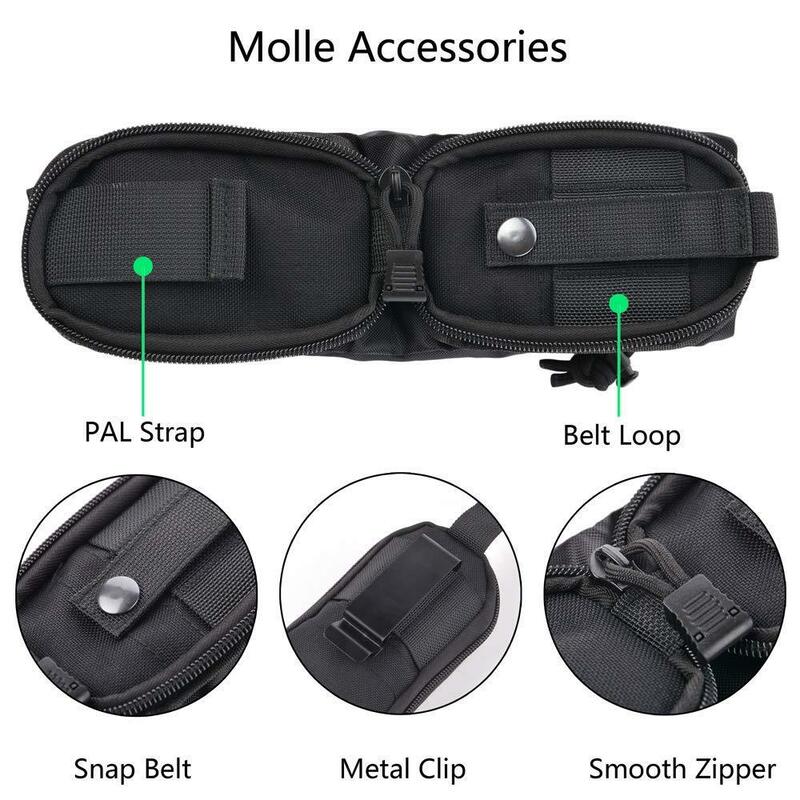 Molle-bolsa de basura plegable con cordón, accesorio táctico enrollable, para la cintura, nailon 1000D