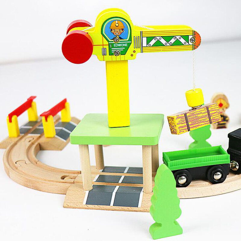 جميع أنواع رافعة العطاء مسار القطار الخشبي ملحقات السكك الحديدية لعبة مغناطيسي يصلح لجميع العلامات التجارية بيرو الخشب المسار ألعاب أطفال