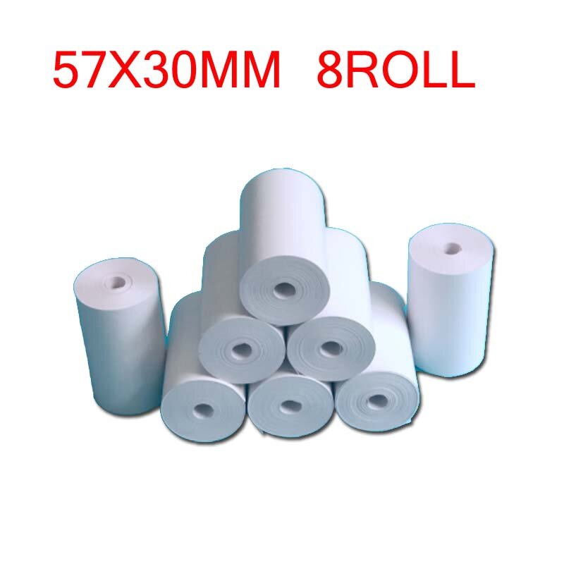 Paperang-papel térmico para impresora Mini Peripage, rollo de papel de caja registradora móvil con bluetooth, 57x30mm, 8 rollos