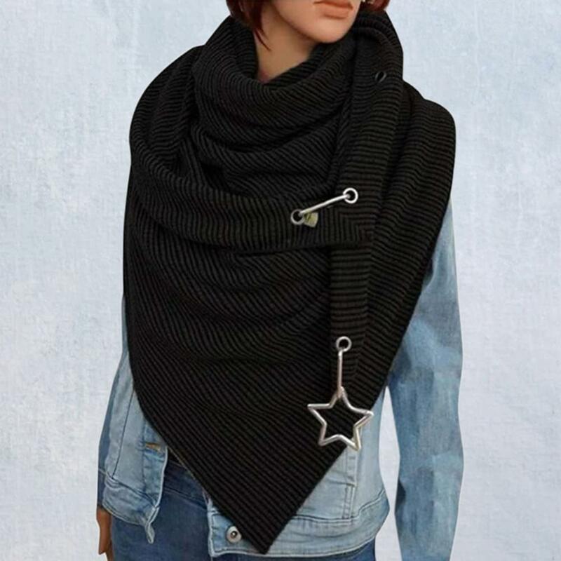 Осенне-зимний женский шарф, универсальные зимние шали в полоску со звездами, шаль с отделкой, всесезонный дизайн, теплый модный принт