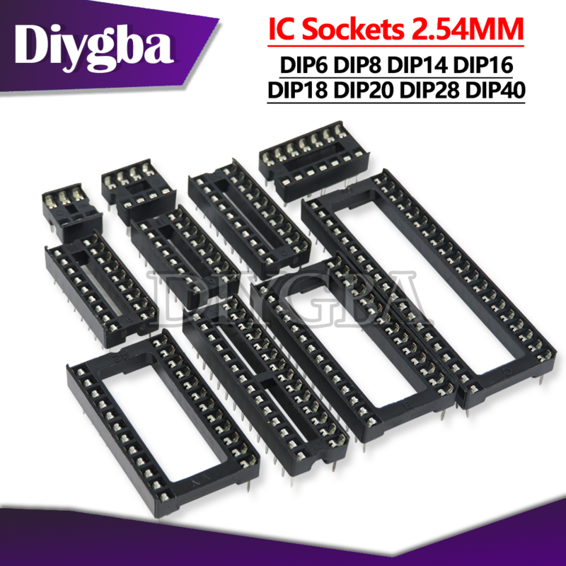 10PCS IC ซ็อกเก็ต2.54มม.DIP6 DIP8 DIP14 DIP16 DIP18 DIP20 DIP28 DIP40 Pins ตัวเชื่อมต่อ DIP Socket 6 8 14 16 18 20 24 28 40 Pin