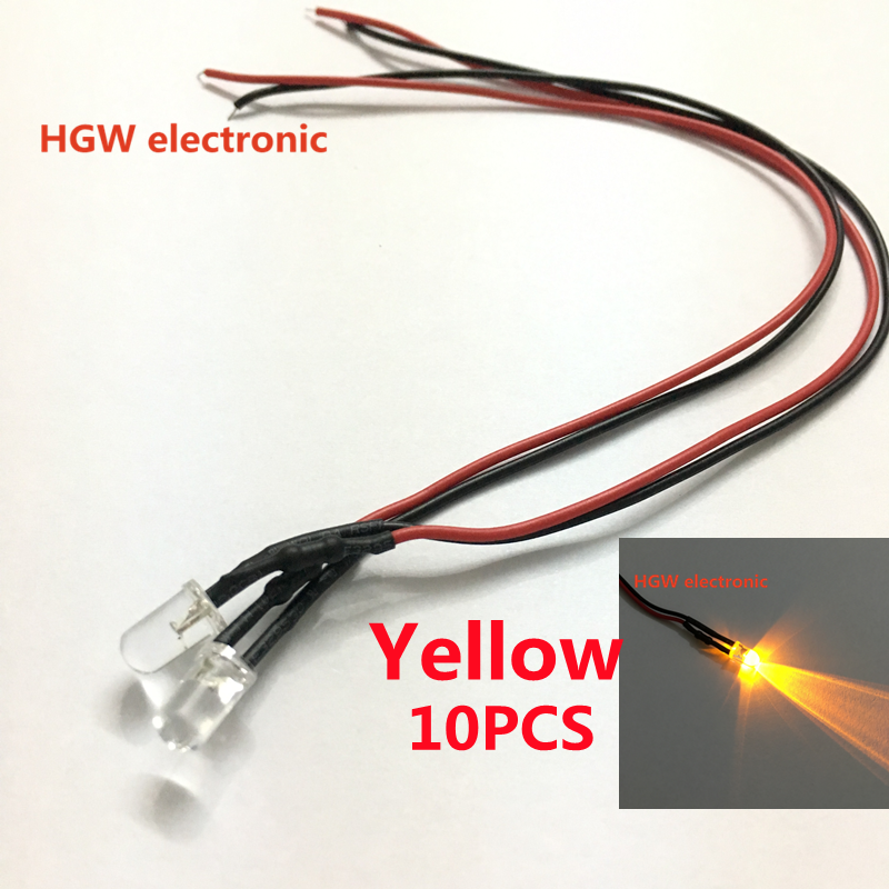 10 pces 12v pré wired led lâmpada luz 5mm prewired diodo DC5V-12V f5 diodos emissores de luz inteligente 5 cores diy decoração
