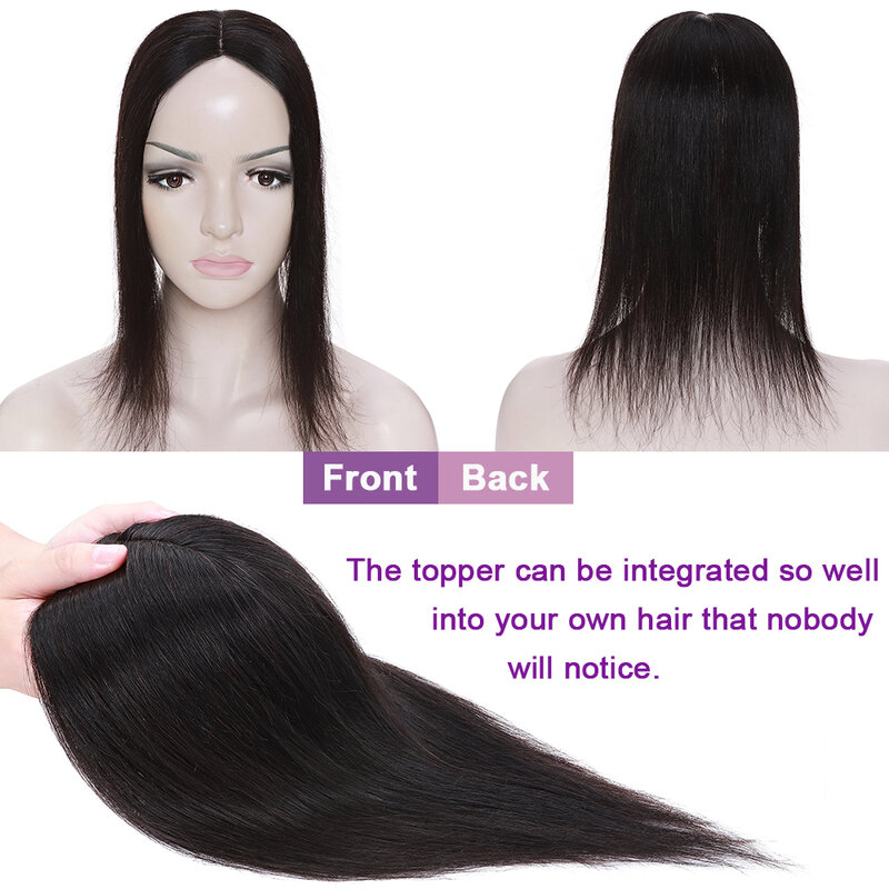 SEGO ekstensi rambut dasar sutra 2.5x9cm, hiasan rambut manusia 100% potong rambut untuk wanita, 4 klip ekstensi rambut