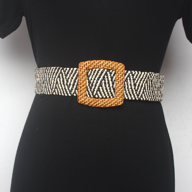Cinturón ancho de 94x4cm para mujer, cinta de cera para sellado de cintura, tejido decorativo, elástico, para vestido de verano