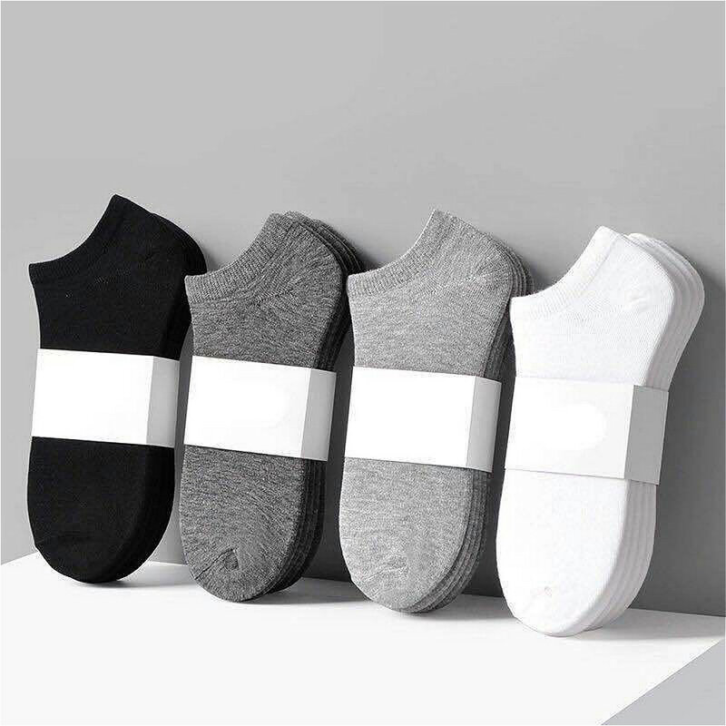 Носки мужские/женские однотонные хлопковые, дышащие удобные спортивные короткие носки-лодочки, 1 пара, черные белые серые, летние