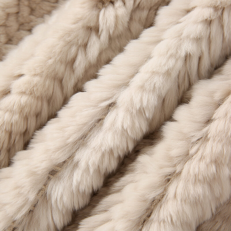 Pudi – manteau tricoté en vraie fourrure de lapin pour femme, Parka d'hiver, chaud, grande taille, CT128
