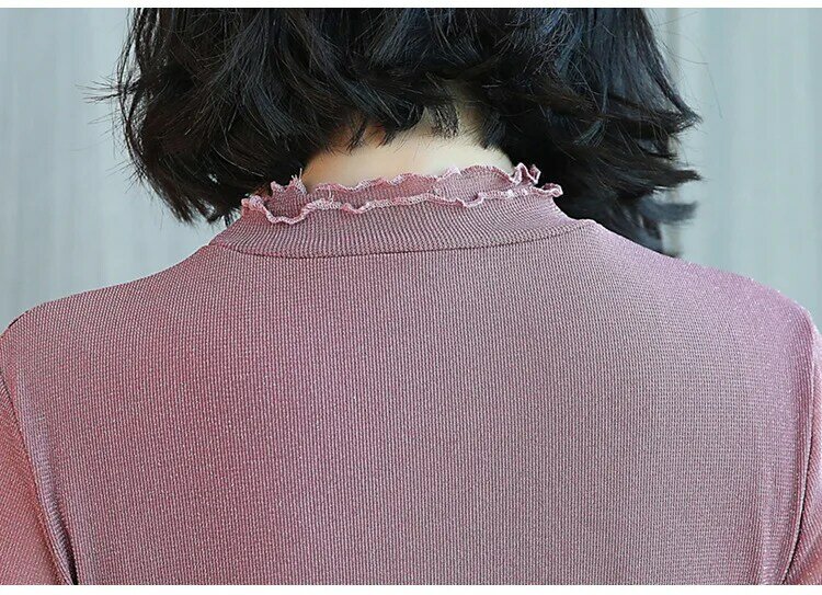 Hollow Out Women Spring Autumn Style Lace Blouses Shirts Casual Long Sleeve Patchwork Spliced Petal Turtleneck Blusas Tops