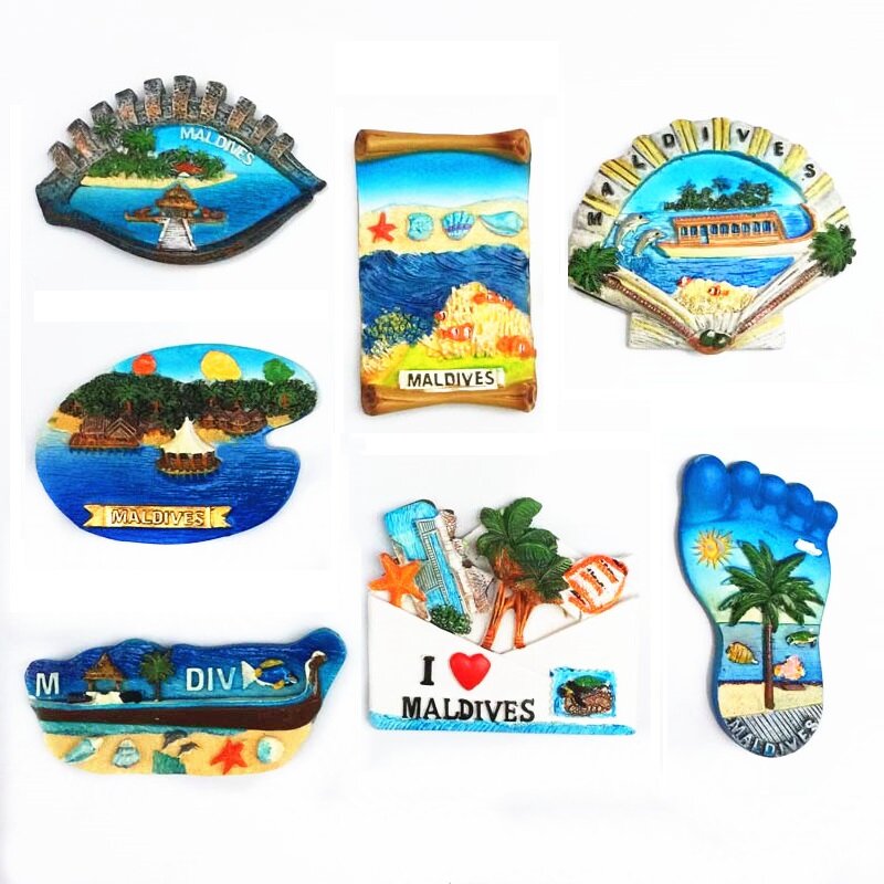 Asia Maldives Tourist Souvenir Fridge Magnets Decoration Articles Handicraft Magnetic Refrigerator Collection Gifts