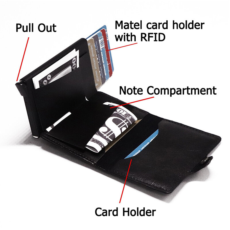Zovyvol RFID Dompet Pria Tas Uang Mini Dompet Pria Aluminium Kartu Dompet Kecil Clutch Kulit Dompet Tipis Dompet Carteras 2019