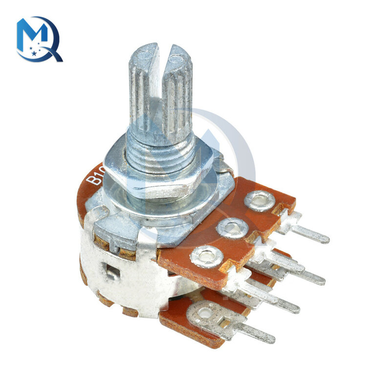 Резистор потенциометра WH148, 5 шт./лот, 6 контактов, 1K, 5K, 10K, 50K, 100K, 500K, 1M Ом, Двойной линейный вал, конические вращающиеся резисторы для Arduino