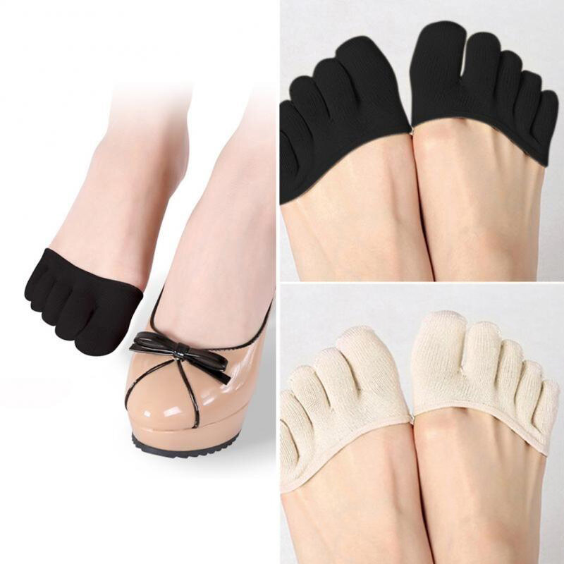 Летние невидимые хлопковые носки для женщин носки с пятью пальцами на высоком каблуке короткие полупальцевые с низким вырезом на скользящей поверхности