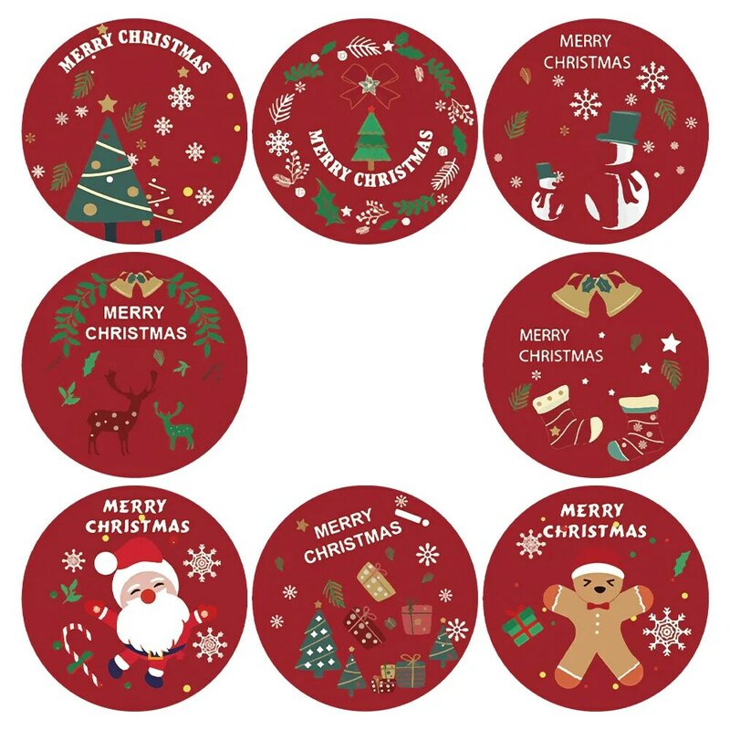 Pegatinas de Feliz Navidad, etiquetas de sello con temática navideña, para regalo DIY, paquete de hornear, sobre, decoración de papelería, 100-500 Uds.