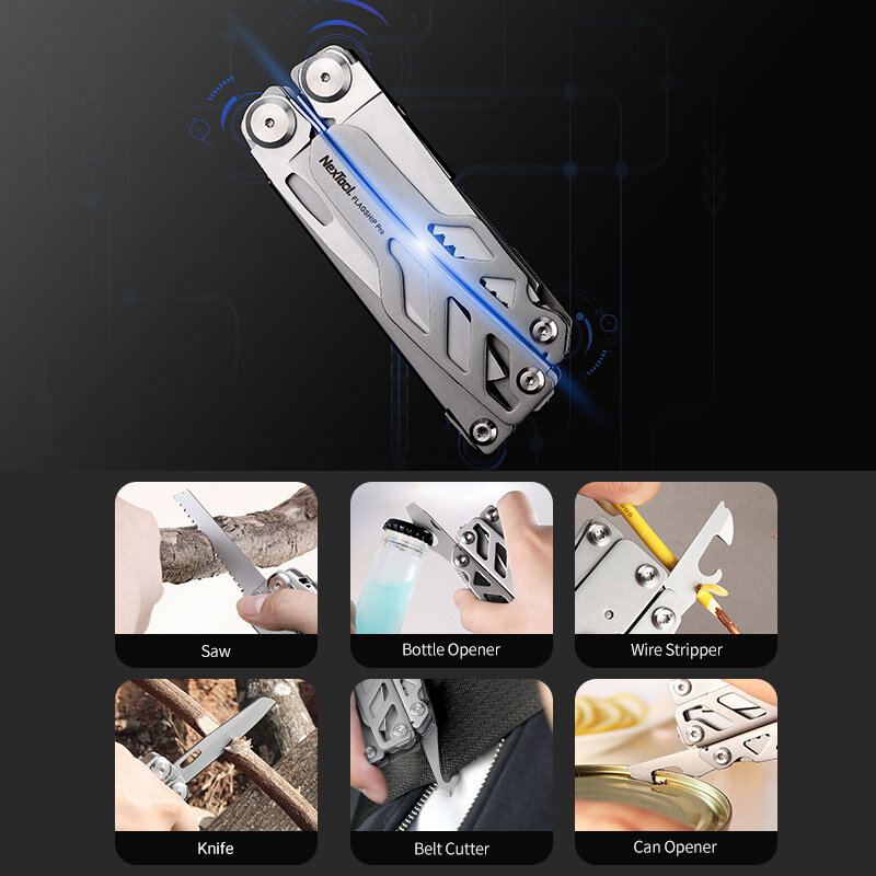 NexTool-Alicates multiherramienta Flagship Pro 16 en 1 edc, cuchillo plegable táctico de bolsillo, cuchillos de supervivencia para acampar, herramientas multiherramienta