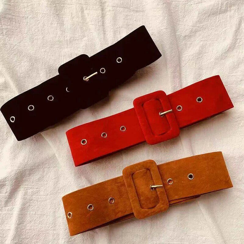 Cinturilla de ante negro para mujer, cinturón elástico de cintura ancha, cincha para vestido, abrigo, accesorios de ropa
