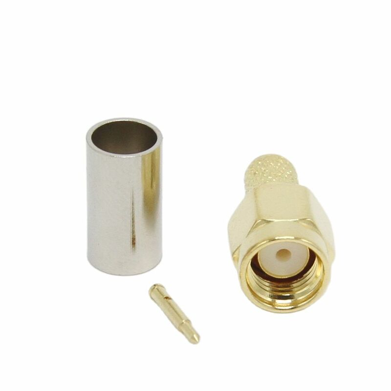 SMA Connector Male Plug For RG58 LMR195 RG-400 RG-142 50-3 Coaxial Cable RF SMA Crimp Connector 10pcs/lot