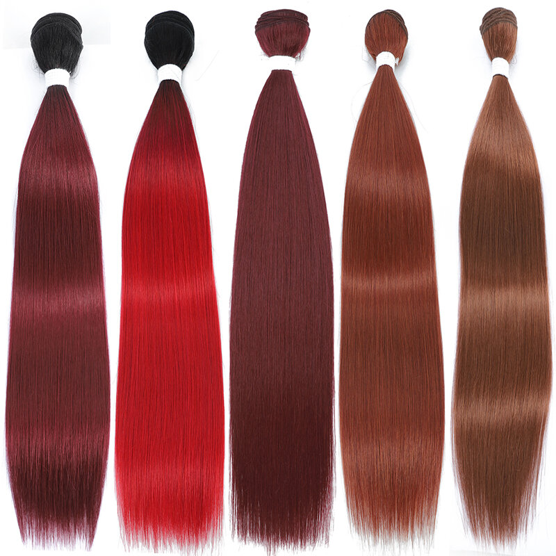 Extensões de cabelo em linha reta feixes de cabelo sintético resistente ao calor colorido de alta temperatura cosplay cabelo loiro castanho frete grátis