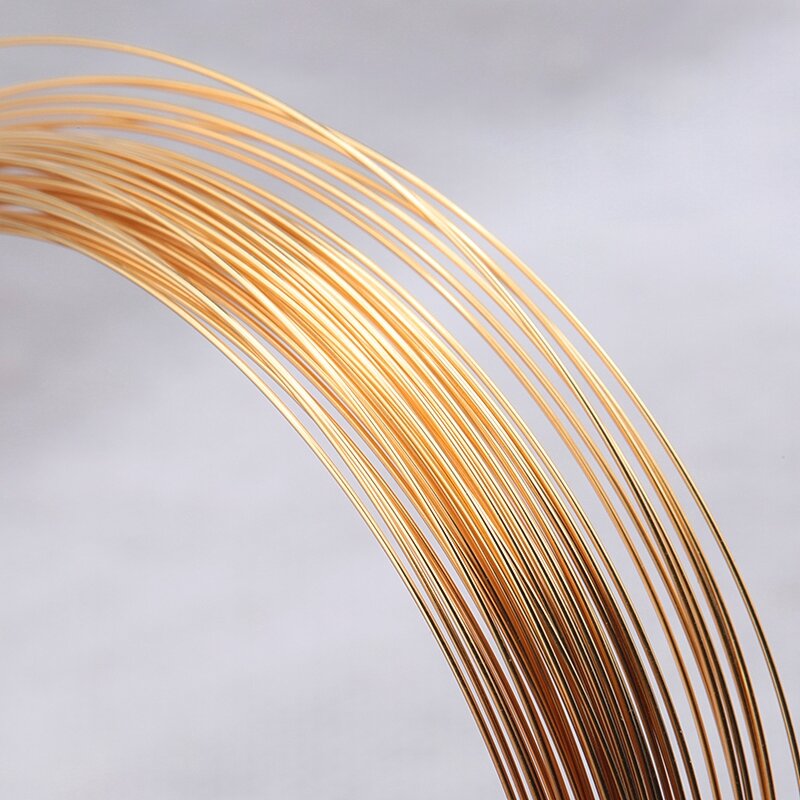 Cable medio duro lleno de oro para hacer joyas, hilo metálico de oro de 14 quilates, para pendientes y manualidades, 1 metro, 0,25/0,41/0,64/0,8mm