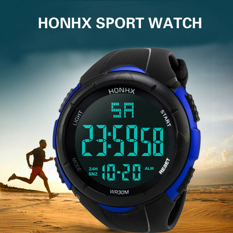 HONHX العلامة التجارية الفاخرة الرجال الساعات الرياضية الغوص 50 متر شاشة قطع الرقمية LED العسكرية ساعة الرجال عادية إلكترونيات ساعات المعصم