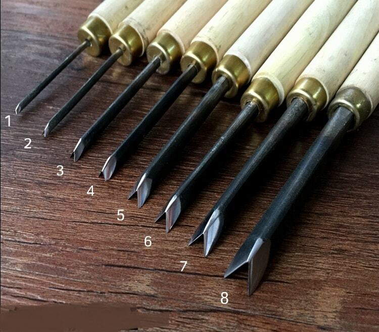 Cinceles de carpintería Tipo V, cuchillo triangular de corte, cuchillos de tallado de madera a mano, 1,5-8mm, nuevo