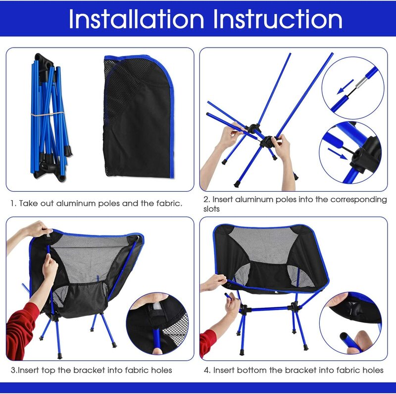 Folding Chair Ultralight Detachable Portable Lightweight Chair Folding Extended Seat  Fishing Camping Home BBQ Garden Hiking