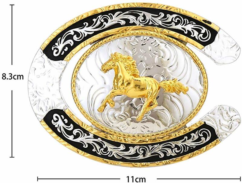 Fivela de cavalo dourado para homens, fivela de vaqueiro ocidental sem cinto, liga personalizada, forma de U, largura 4cm