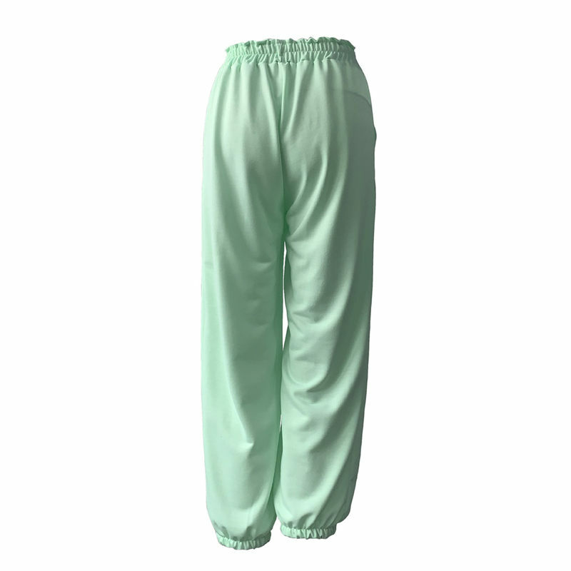 Pantalones de chándal holgados de cintura alta para mujer, de Color sólido pantalón largo, informal, con bolsillos, para gimnasio, primavera y otoño