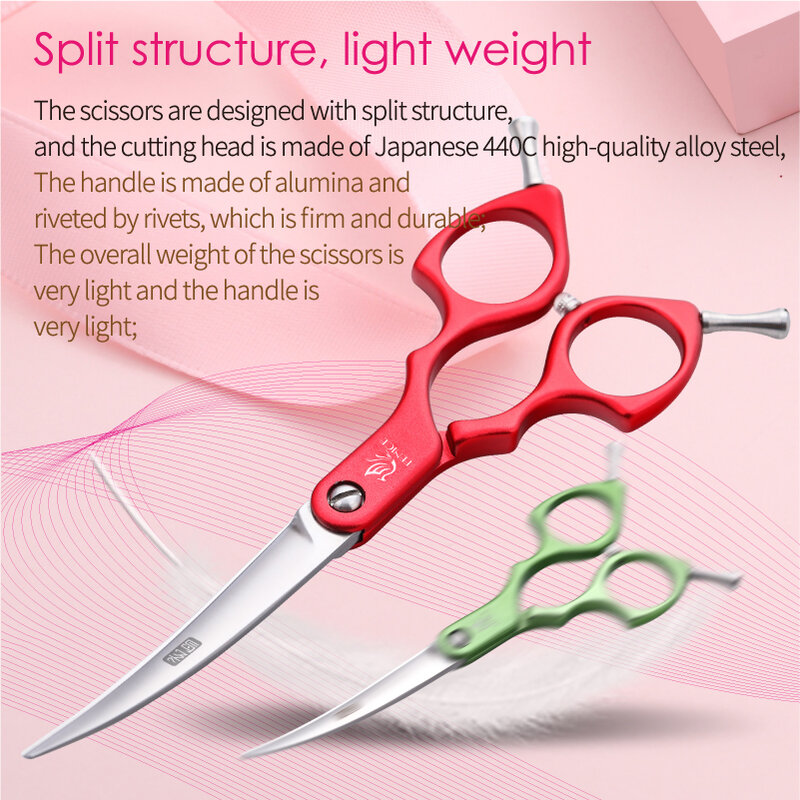 Fenice 6.0/6.5 Inch Professional Dog Grooming Scissors Curved Japan 440C Shear with High Quality Alloy Handle aseo de mascotas