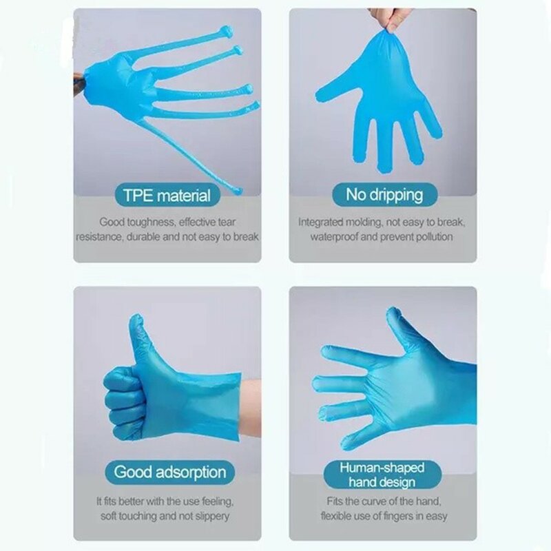 100 Pieces Gloves Disposable Latex Free Powder-Free Exam Glove Size Small Medium Large X-Large Nitrile Vinyl Synthetic Hand