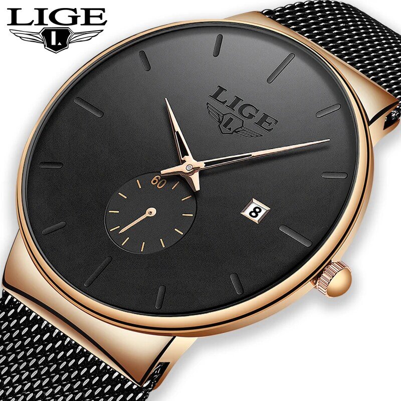 Lige-女性用腕時計,ミニマリストクォーツ,耐水性,ビジネスブレスレット,超薄型,高級ファッションブランド,2023