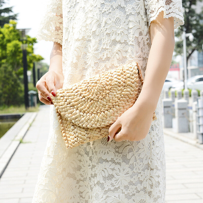 New Women Handbags Fashion Rattan Bag Leisure Handmade Corn hulls Woven bags Beach Bag For Summer Ins Ladies Ddy Clutches Bags