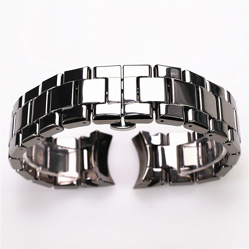 Brilhante 22mm prata cerâmica cinta para armani relógio ar1465 pulseira pulseira pulseira substituição cinta relógio cinto acessórios