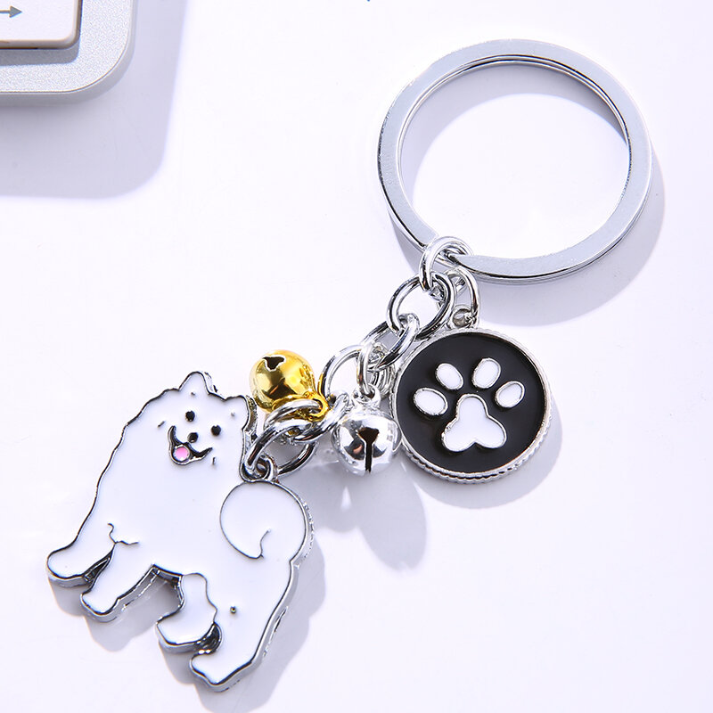 Keychains Hot Samoyed Animal Dogs Keychain Metal Pendant Charm Handmade Gifts For Pet Lovers Dog Jewelry Woman Key Ring Holder