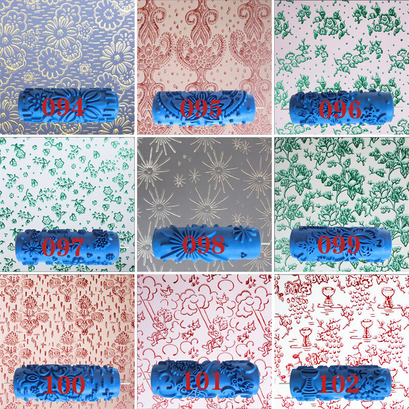 Rodillo de goma para decoración de pared, cabezal de cepillo de pintura sin herramientas, máquina de pintura para habitación del hogar, 18 patrones, 85-102