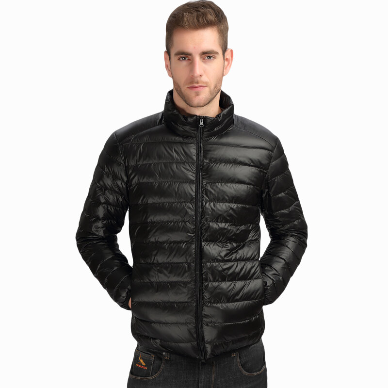 남성용 오리 다운 재킷 2020, 새로운 가을 겨울 남성 패션 캐주얼 라이트 칼라 코트 브랜드 의류 블랙 레드 네이비