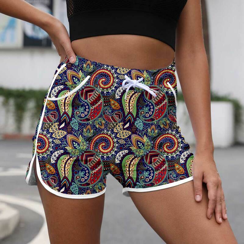 Pantalones cortos con estampado 3D para mujer, Shorts holgados de cintura con cordón, informales, a la moda, talla XL