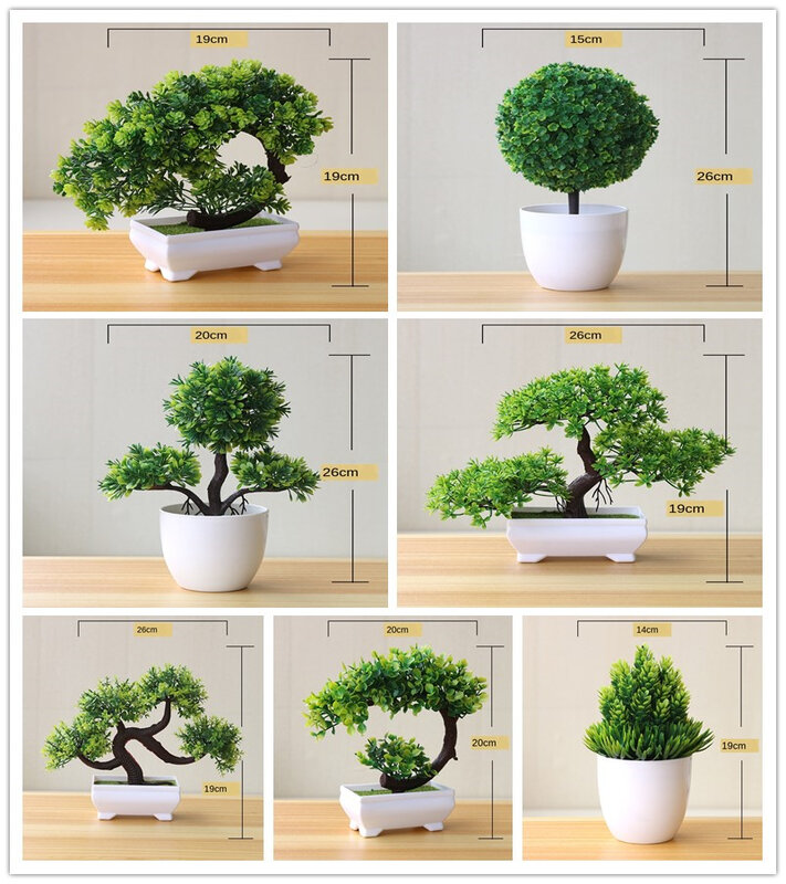 Plantes artificielles bonsaï en pot | Petit arbre vert, fausses fleurs, ornements en pot pour décoration de jardin maison, décoration d'hôtel fête