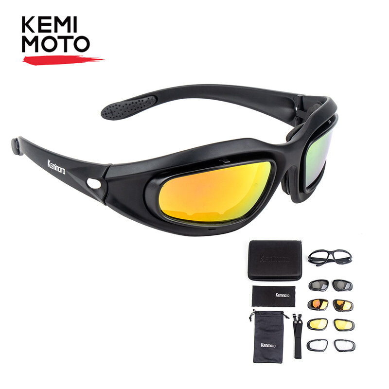 KEMiMOTO óculos de motociclismo, de sol, polarizados, para tiro, proteção para os olhos, à prova de vento, UV400, anti-neblina, lente clara