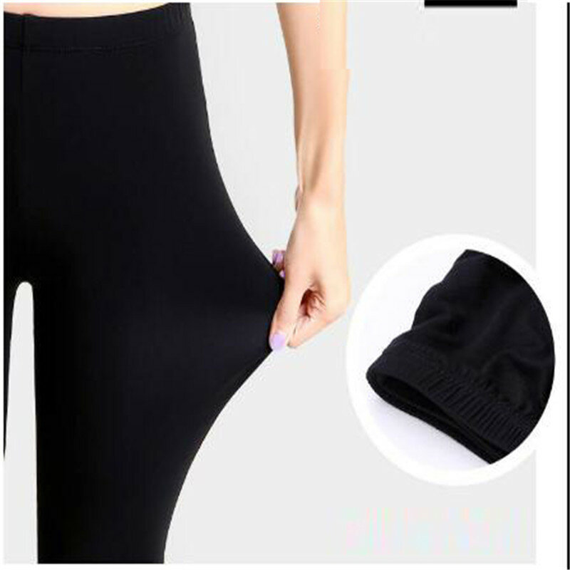60-150kg de alta elasticidade moda modal feminino plus size renda sólida splice elástico na cintura calças leggings casuais