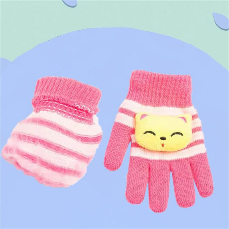 Schattige Winter Breien Kids Handschoenen Dikker Warme Zachte Wanten Kinderen Kind Full Finger Handschoenen Mooie Cartoon Dieren Warme Handschoenen