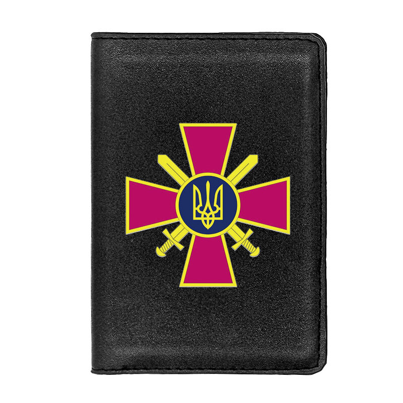 Funda clásica para pasaporte cruzado del ejército de Ucrania para hombre y mujer, Cartera de cuero delgada para tarjetas de identificación, tarjetero de viaje, monedero