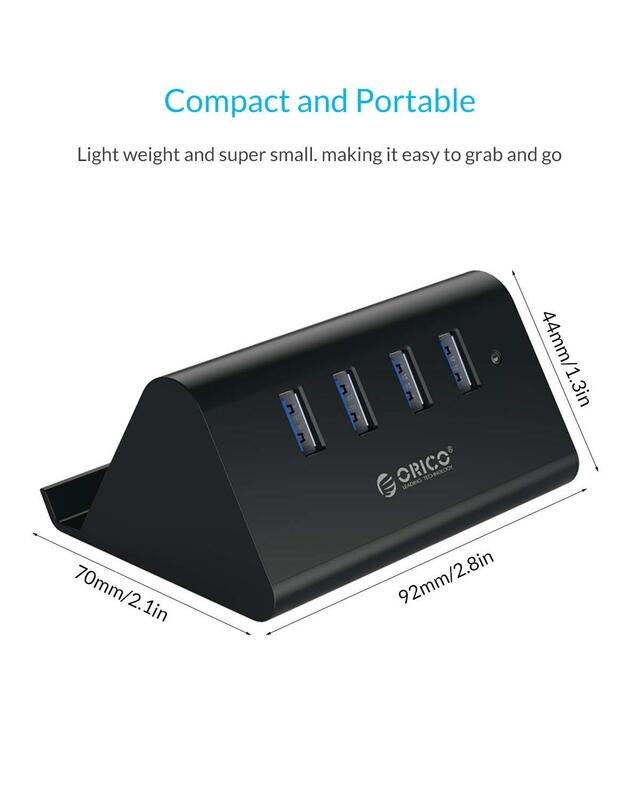 Orico 5Gbps High Speed Mini 4 Poorten USB3.0 Hub Splitter Voor Desktop Laptop Met Stand Houder Voor Telefoon Tablet pc-Zwart/Wit
