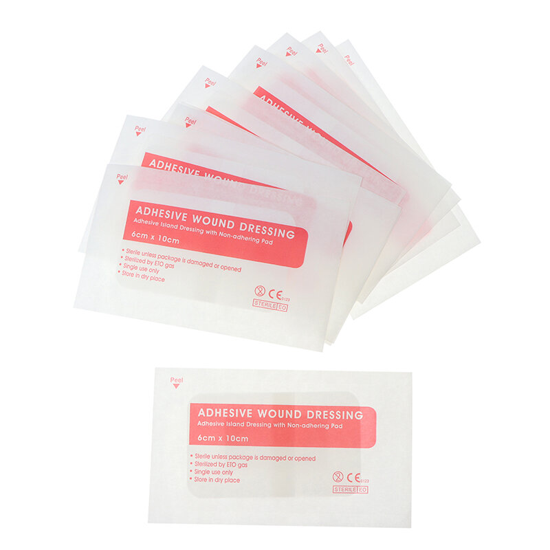 Bandas de vendaje para heridas, Banda adhesiva de yeso transpirable, 10 piezas, 6x10cm