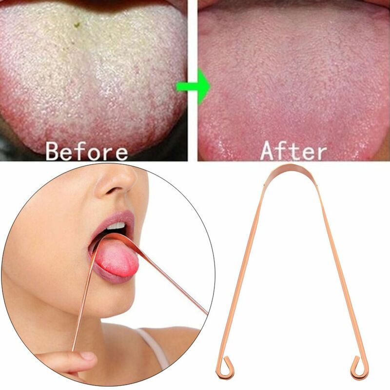 1Pc Health Tool Bad Breath Care Toothbrushes Oral Hygiene Stainless Steel Dental Cleaning Copper Tongue Scraper  Cleaner