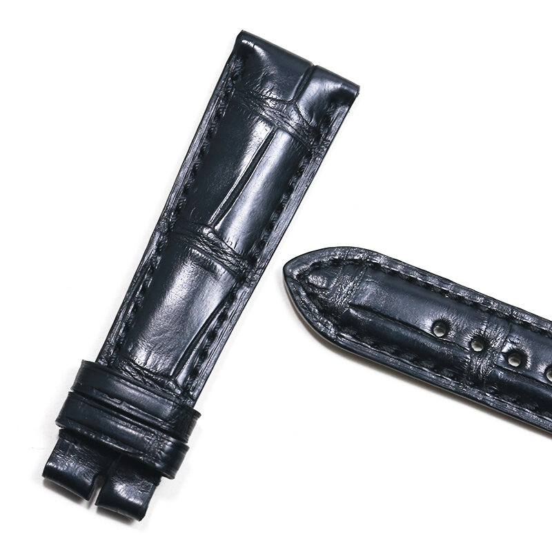 Pesno compatível para patek philippe textura de bambu couro de crocodilo relógio acessórios banda 20mm preto com pino fivela