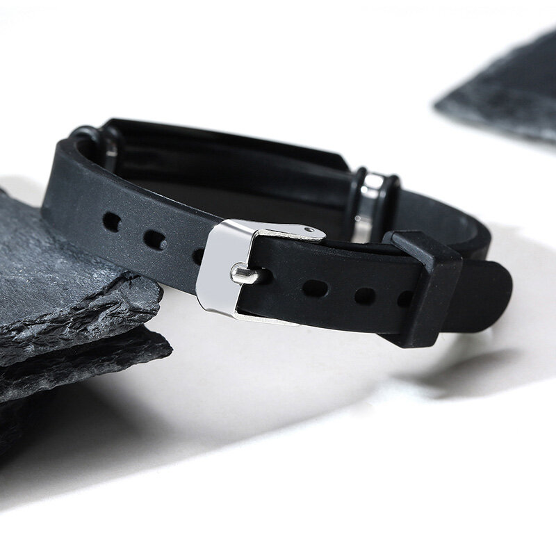 Vnox 15mm dostosować ze stali nierdzewnej stalowa bransoletka dla mężczyzn silikon regulowany guma pasmo na co dzień bransoletki prezent dla niego rodzina mąż