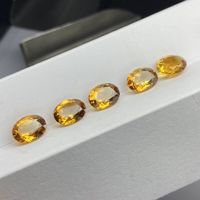 Piedras preciosas amarillas de corte ovalado de citrino Natural para anillo, 9x11mm, 2 piezas